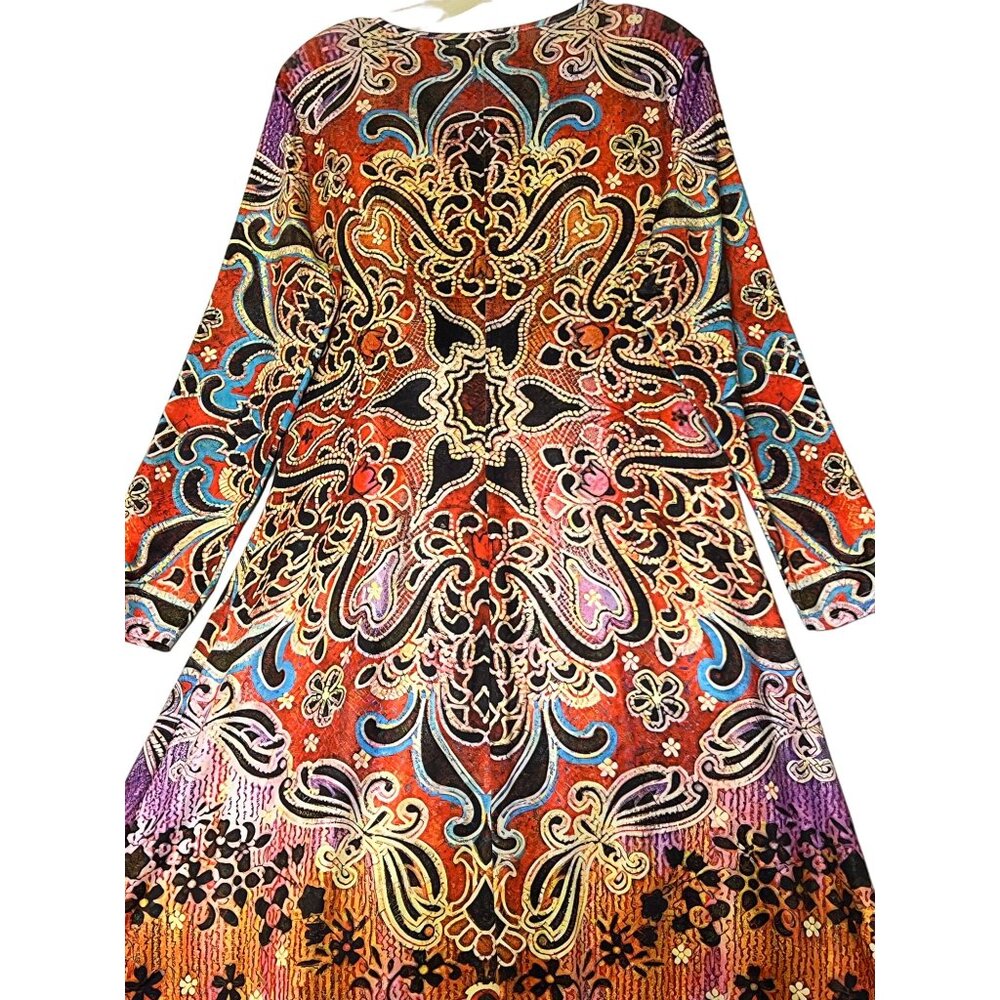 Bohemian Long Sleeve V-Neck Maxi Dress Large A Style Fall Comfortable